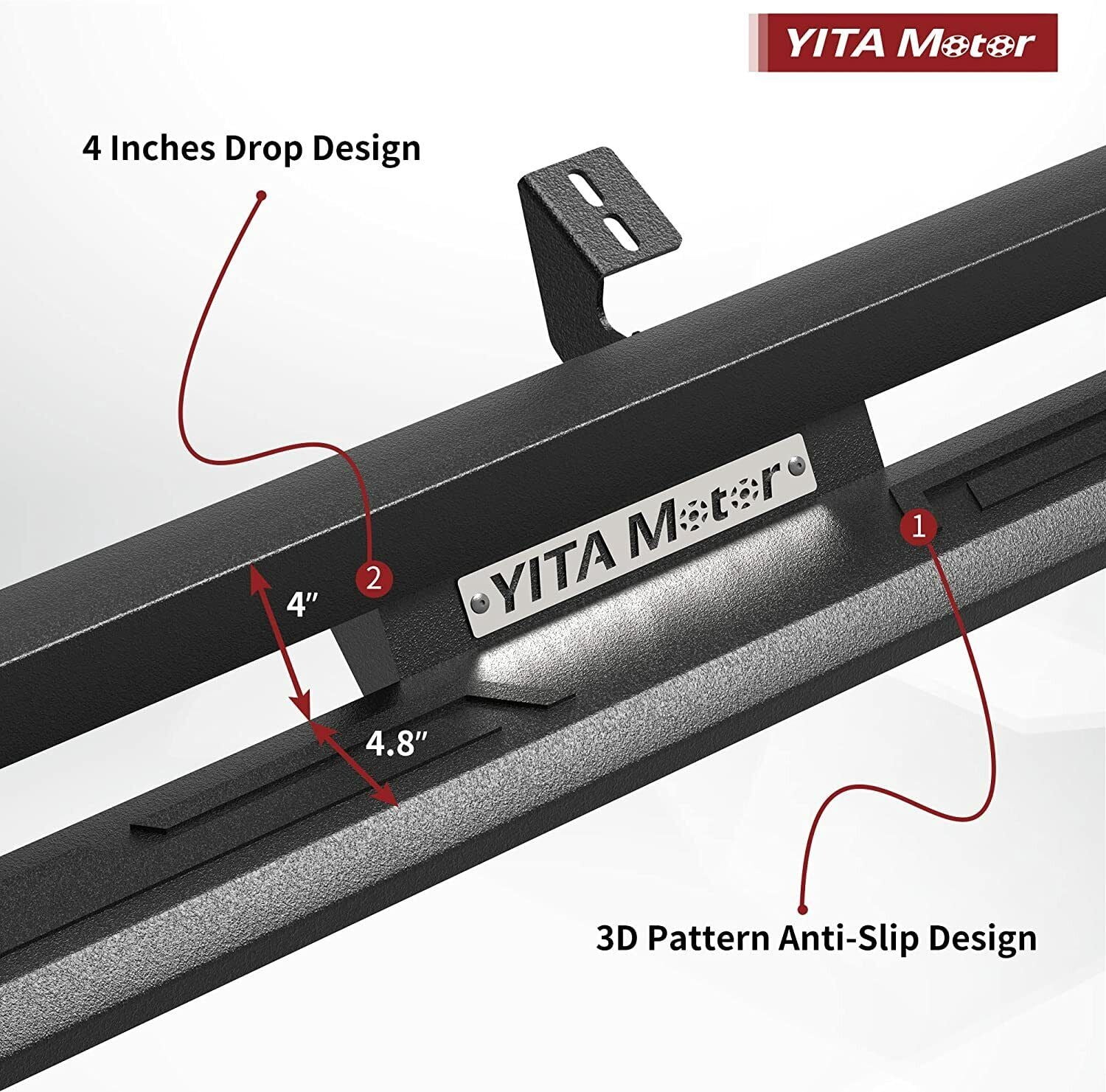 RVNI Running Boards for 2005-2023 Toyota Tacoma Double Cab Black Drop Side Steps Off-Road Nerf Bars