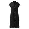thumbnail image 6 of Womens Summer Dresses 2023 Maxi Button Up Shirt Dress Cotton Dress Long Dresses With Pockets Black XL, 6 of 6
