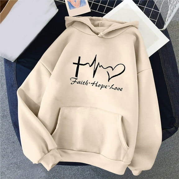 Hoodies for Women Graphic Printed Long Sleeve Hooded Sweatshirts Casual Loose Fit Tops Round Neck Pullover 2025 with Pocket