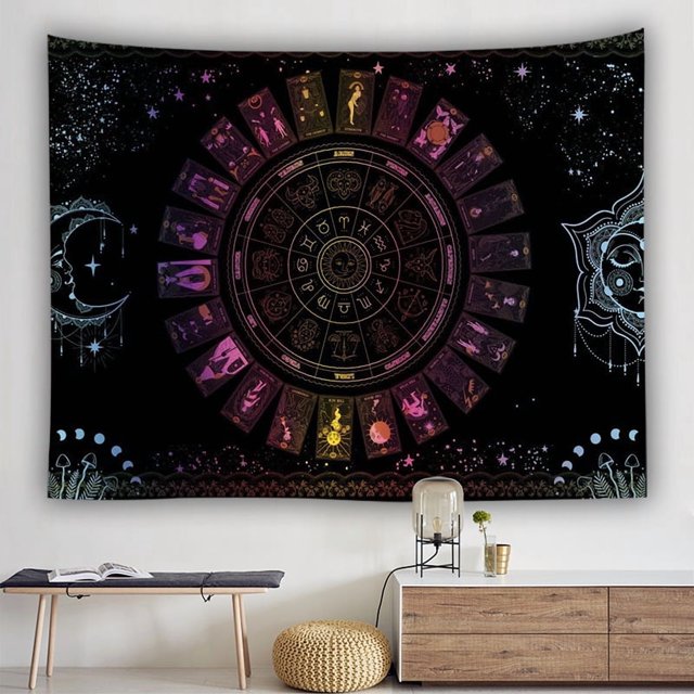 Tapiz de pared con doce signos del zodíaco, 150 x 150 cm, microtela