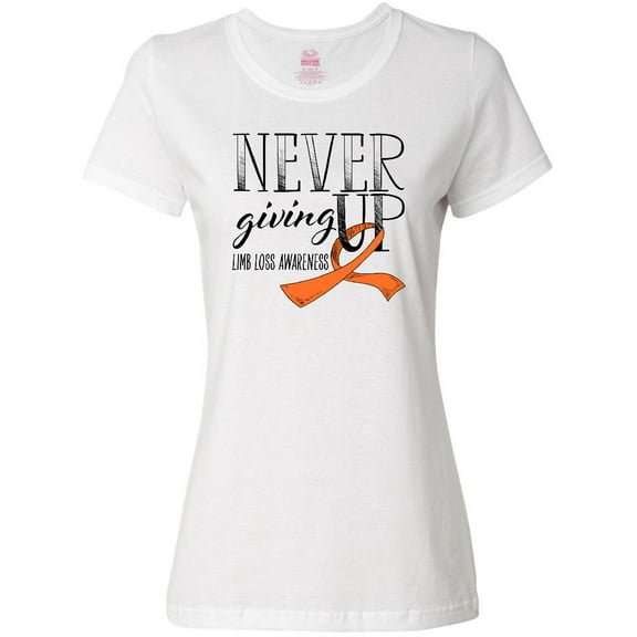 Inktastic Never Giving Up Limb Loss Awareness Orange Ribbon Women's T-Shirt