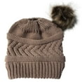 thumbnail image 3 of Dyfzdhu Women Solid Stitching Outdoor Plush Hats Crochet Knit Beanie Cap Peaked Khaki, 3 of 4