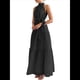 thumbnail image 3 of Vestido Maxi Floral de Verano para Mujer, Sin Mangas, Cuello Halter, Volantes Sueltos, Bohemio con Cinturón Negro L, 3 of 9