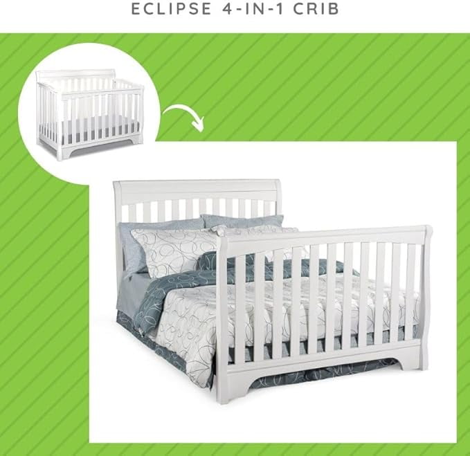 Full-Size Conversion Kit Bed Rails for Eclipse Crib by Delta Children - #0050 (White - 100)