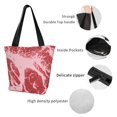 thumbnail image 3 of Lsque Striped Meat Pattern Beach Tote,Shoulder Handbag,Spacious Tote Bag,Lightweight Travel Bag,Versatile Shopping Bag, 3 of 6
