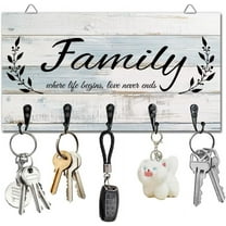 Key Holder Key Hooks Organizer Hanger Rack Family Wall Mounted Wooden Key Rack with 5 Key Hooks