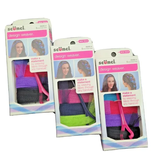 3pk Scunci Design Weaving Mesh Fabric Through any Hair Styles 5 Piece Kit Multicolor