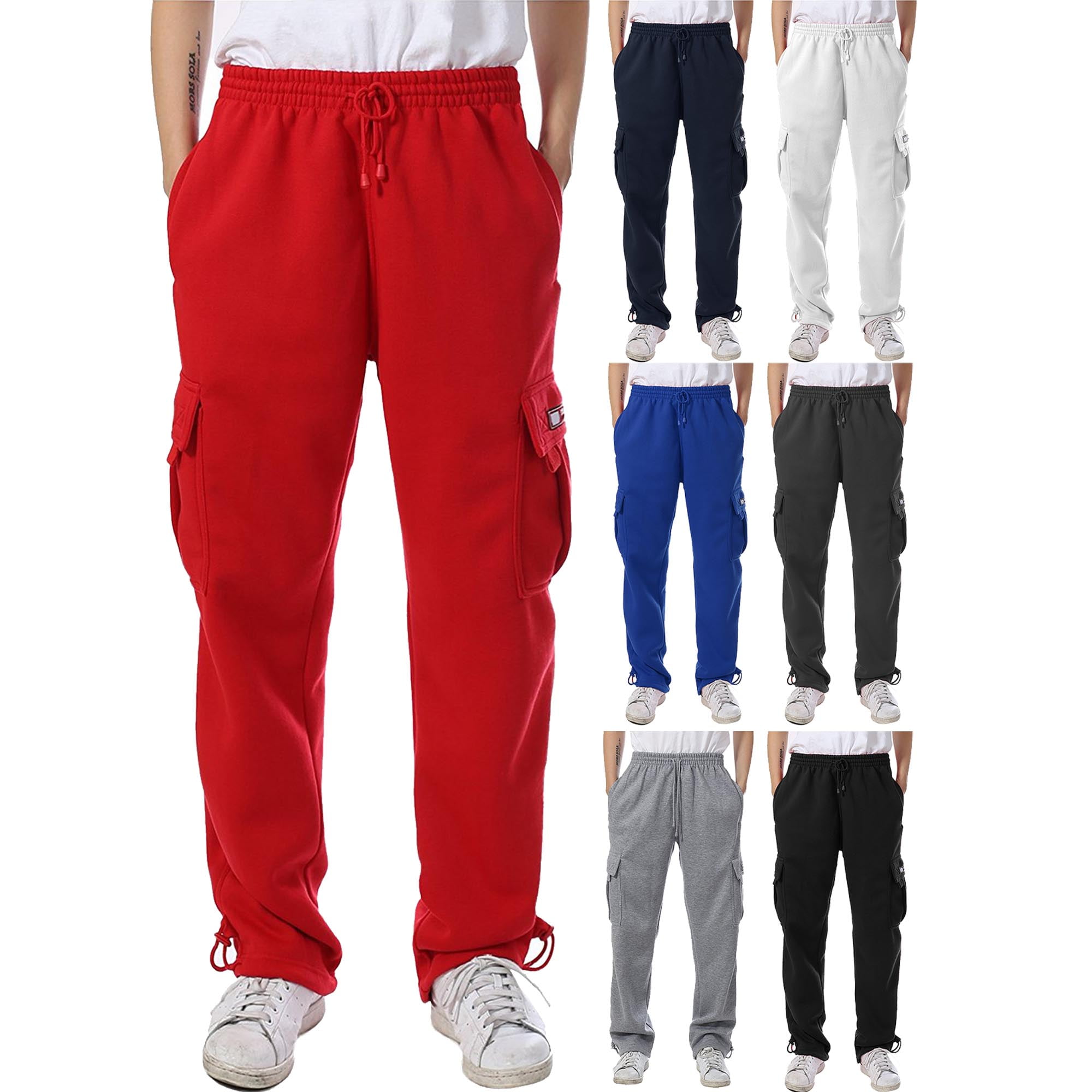 Hat and Beyond - Men's Fleece Cargo Sweatpants Heavy Weight with ...