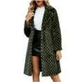 thumbnail image 2 of Jsaierl Faux Fur Checkerboard Coats for Women Shaggy Warm Outerwear Mid-Long Winter Furry Overcoat Open Front Cardigan Jackets, 2 of 8