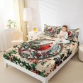 thumbnail image 4 of Feelyou Red Robin Bird Twin Sheet Sets, Winter Snow Plant Twin Fitted Sheet, Merry Christmas Flat Sheet, Microfiber Bedroom Decor, 3 Pieces, 4 of 7