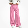 thumbnail image 2 of DJDLJWCJ Girls Wide Leg Sweatpants Elastic Waist Warm Casual Baggy Pants Side Pocket Outdoor Hiking Trousers Pink Size 5T, 2 of 6