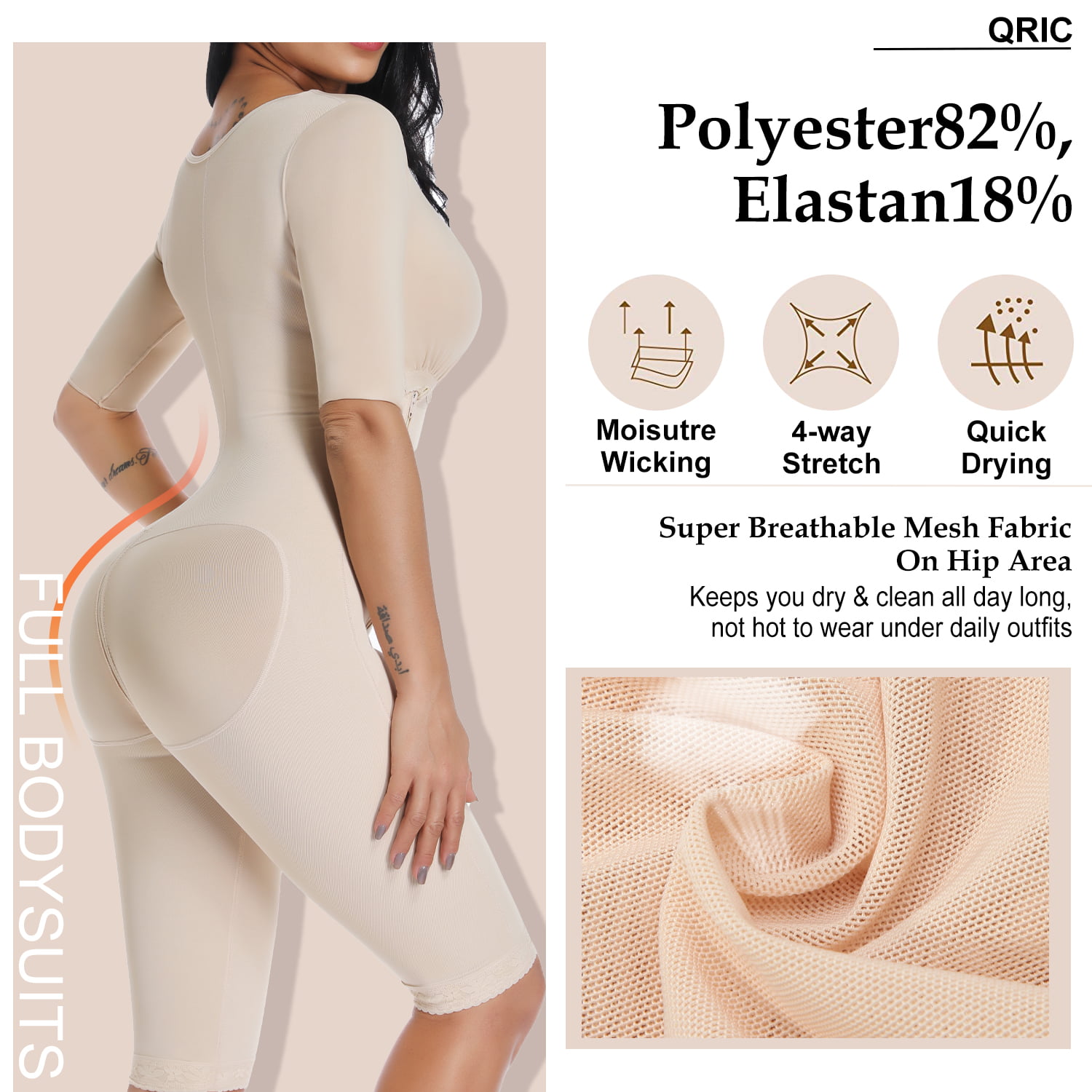 QRIC Fajas Colombianas Reductoras y Moldeadoras Postparto Full Bodysuit  Shapewear waist slimming Body Shaper girdles for Women Compression Garments  (S-3XL) 