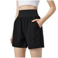 thumbnail image 2 of CLOISE Bermuda Shorts Women Black S Summer Fashion Casual Loose Shorts Solid Elastic High Waisted Flowy Comfy Shapewear Shorts, 2 of 6
