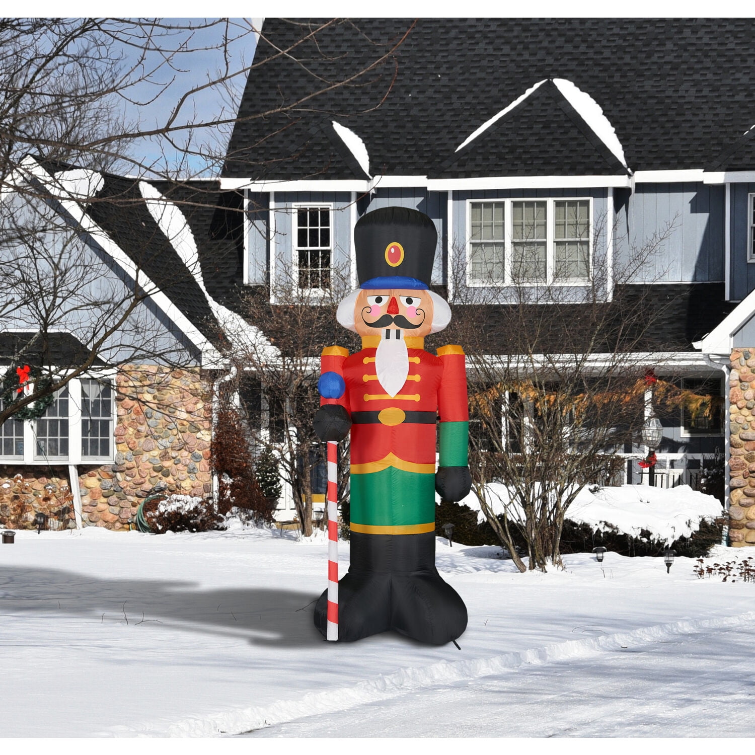 Fraser Hill Farm 10 ft Tall Pre lit Nutcracker Inflatable, FHFNUTCRK201-L