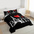 thumbnail image 3 of Homewish Cartoon Eiffel Tower Queen Comforter Set, Anniversary Love Heart Bedding Sets, Romantic Paris Reversible Bedding Comforter Set, Lightweight Room Decor, 3-Piece, 3 of 8