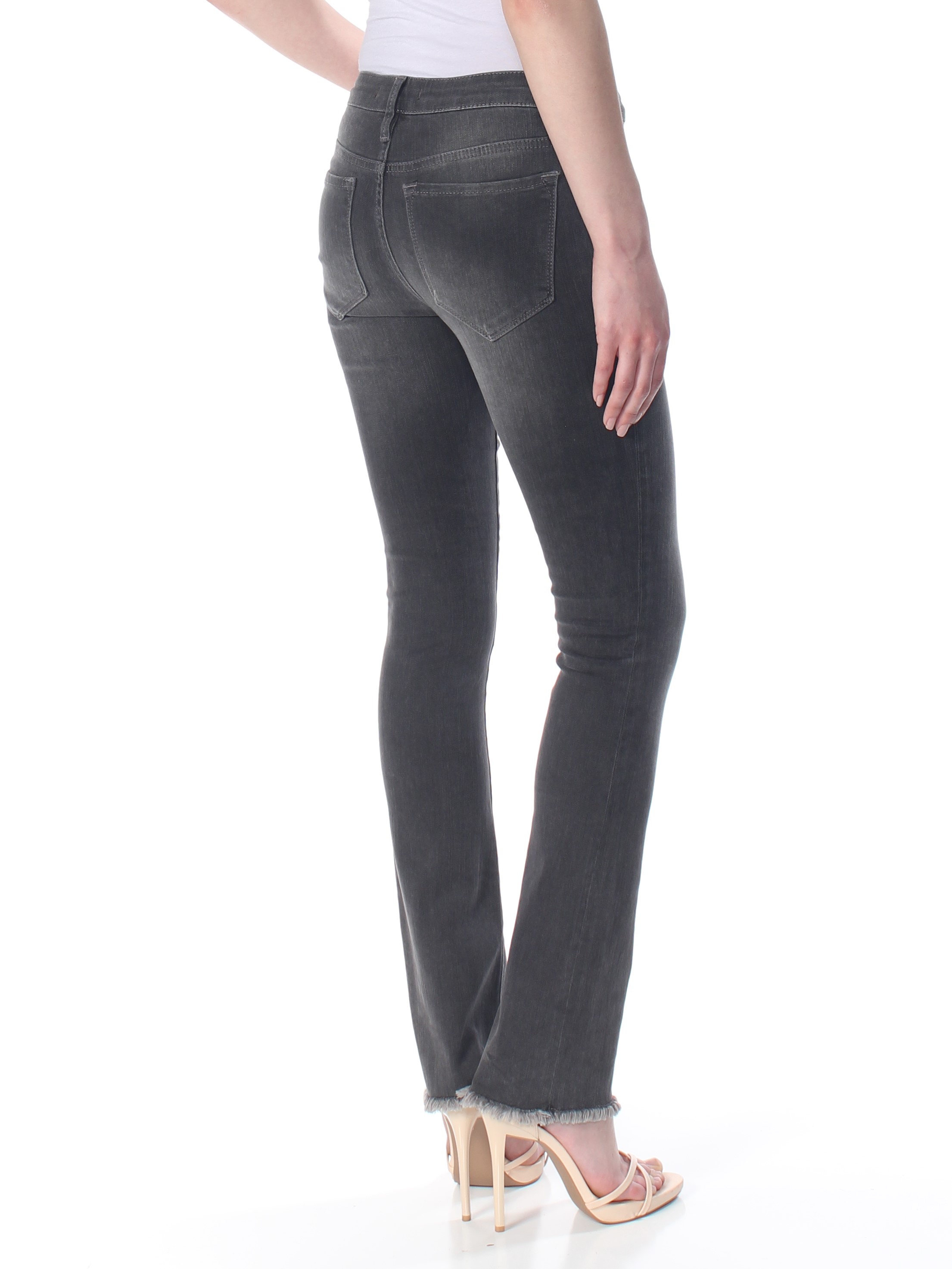 FREE PEOPLE $78 Womens 1052 Black Zippered Pocketed Frayed Skinny Jeans 24 WAIST - image 4 of 4
