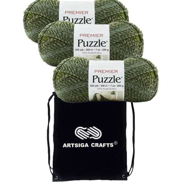 Premier Yarns Puzzle Maze 1050-10 (3-Skeins - Same Dye Lot) Chunky Bulky #5 100% Acrylic Yarn for Crocheting and Knitting with Project Bag