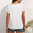 thumbnail image 4 of Camisa de manga corta para mujer, cuello en V, blusa de encaje informal, camiseta sin mangas con hombros descubiertos, Top para mujer, 4 of 6