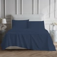 thumbnail image 4 of Purity Home Queen Bed Sheet Set - 100% Cotton Percale - Cool, Crisp, Breathable & Durable 4-Piece - Navy, 4 of 14