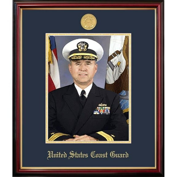 Campus Images CGPPT001 8 x 10 in. Patriot Frames Coast Guard Portrait Petite Mahogany Frame with Gold Medallion