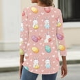 thumbnail image 4 of Easter Eggs Shirts for Womens 3/4 Sleeve Bunny Graphic Print Cute T-Shirts Womens Funny Summer Crew Neck Tees M, 4 of 6