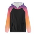 thumbnail image 4 of Bowake Vêtements d'Automne pour Femmes à Manches Longues Dégradé Chandails en Molleton Décontractés Légers Raglan avec Poche, 4 of 5