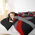 thumbnail image 4 of Homewish Modern Geometric Stripe Bedding Comforter Set.Abstract Waves Lines Twin Comforter Sets,Black Red Gray Bedding Set For Boys Kids,Microfiber Bedroom Decor Reversible,2-Piece, 4 of 8