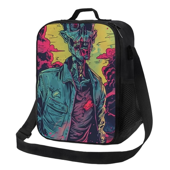 Picia Neon Zombie Skull Lunch box Lunch bag for men women Large capacity Lunchbox Reusable Lunch bags Insulated Lunch bag Lunch box cooler