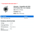 thumbnail image 2 of Alternator - Compatible with 2009 - 2010 Pontiac Vibe 1.8L 4-Cylinder, 2 of 2