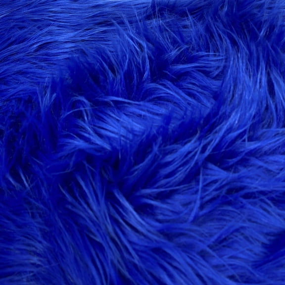 Royal Blue Solid Shaggy Long Hair Pile Faux Fur