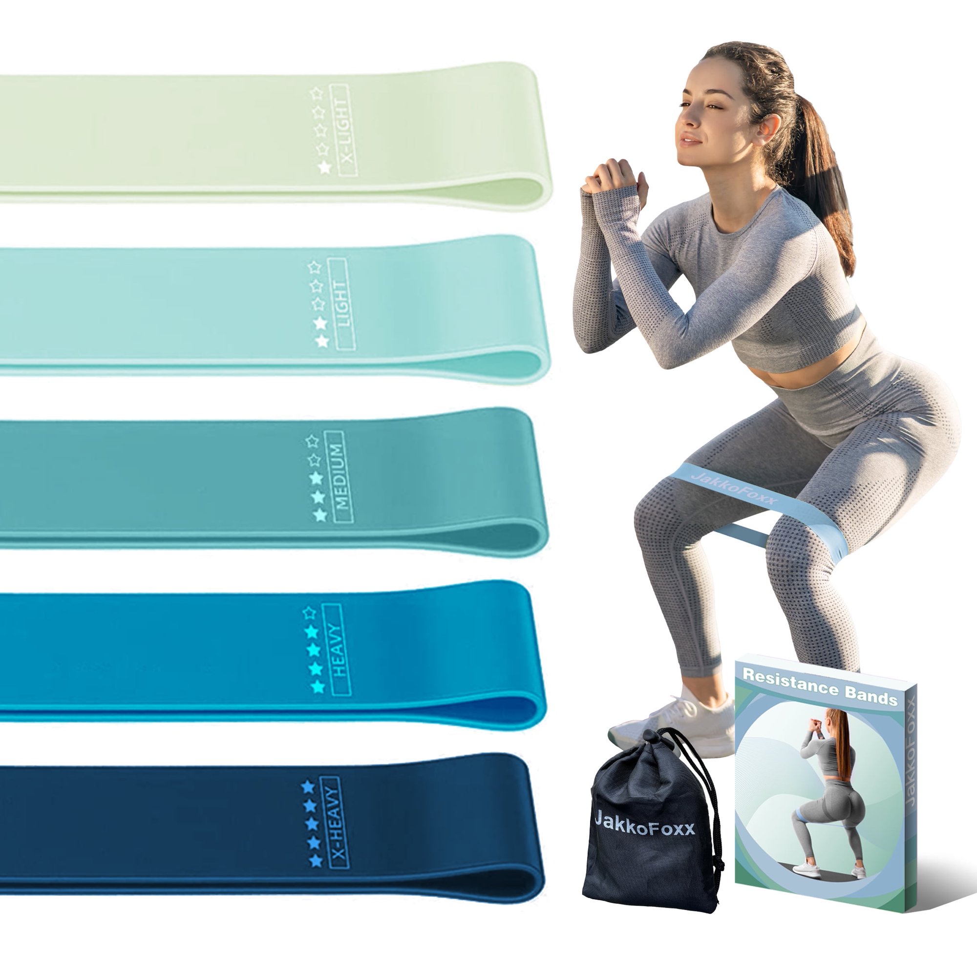 Resistance Loop Exercise Bands Exercise Bands for Home Fitness, Stretching, Strength Training, Physical Therapy,Elastic Workout Bands for Women Men Kids, Set of 5