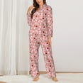 thumbnail image 2 of Pajama Sets for Women 2 Pcs, Ladybug And Flowers Button Down Long Sleeve Sleepwear Lounge PJ Sets, 2 of 6