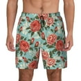 thumbnail image 2 of Picia Rose Flowers pattern Mens Swim Trunks with Compression Liner Stretch Beach Shorts Quick Dry with Zipper Pockets No-Chafing Board Shorts-Large, 2 of 9