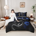 thumbnail image 4 of Castle Fairy Gothic Dragon Full Size Comforter Sets,Abstract Blue Rose Bedding Sets, 4 of 8