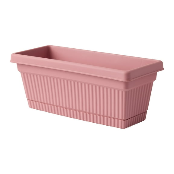Bloem Amelia 18" Plastic Window Box Planter - Indoor/Outdoor, Fluted Texture, for Window Sills, Garden & Patio, Dusty Rose