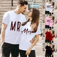 thumbnail image 1 of Chandails Assortis pour Couples T-Shirts Saint-Valentin Imprimé de Lettres Ample Mode Décontracté Léger Col Rond Manches Courtes T-Shirt Confortable Doux Mari Femme Chemisiers Chandail Tenues Blanc TTG, 1 of 5