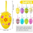 thumbnail image 3 of Easter Tree Ornaments, 24pcs Multicolored Hanging Plastic Easter Eggs Easter Tree Decorations Hanging Easter Eggs, Hand Painted Eggs Easter Ornaments for Tree Basket DIY Crafts Easter Party Favors, 3 of 12