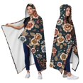 thumbnail image 2 of Wearable Blanket,Pioneer Flower Floral Print Pattern Hooded Wearable Flannel Blanket for Adults & Teens,Winter Poncho Shawl Wrap Cape Cozy Anti-Pill,60"x80", 2 of 5