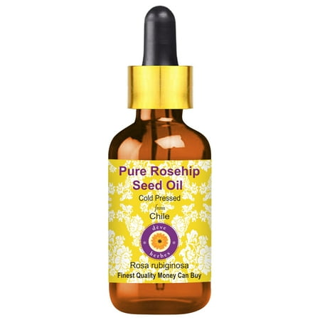 Deve Herbes Pure Rosehip Oil (Rosa rubiginosa) with Glass Dropper Natural Therapeutic Grade Cold Pressed 15ml (0.50 oz)