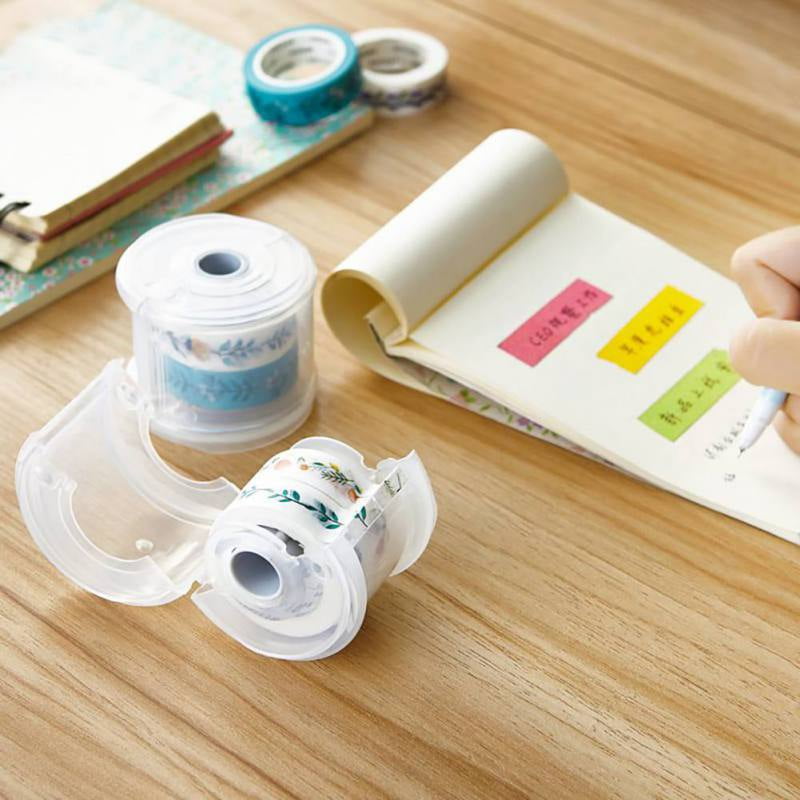 Round Transparent Visible Desktop Decorative Tape Dispenser Cutter DIY Sticker Masking Roll Tape Storage Holder Organizer