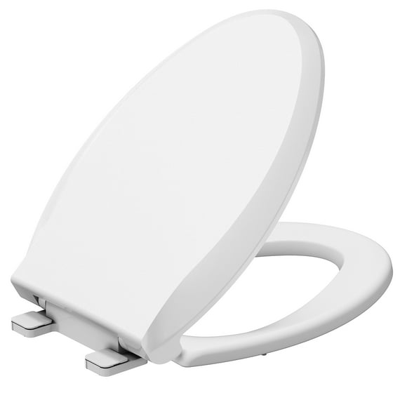 Asiento de Inodoro con Tapa de Cierre Silencioso, Material Seguro de PP, Herrajes de Liberación Rápida, Fácil Instalación para Inodoros Estándar
