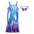 thumbnail image 3 of Miaeowve Toddler Baby Girls Retro 70s Outfit Disco Flared Jumpsuit Sleeveless Sparkly Bodysuit Blue 4T, 3 of 7