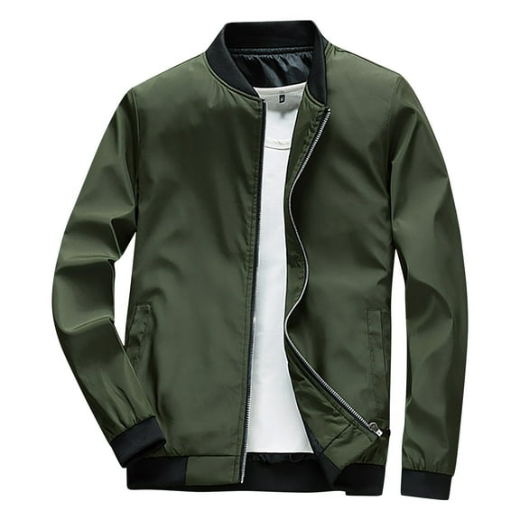 Vedolay Men's Lightweight Jackets Warm Zip up Outerwear with Zipper Pockets Clothes Green,4XL