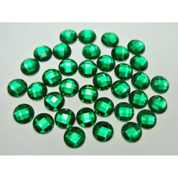 U8MO 250 Acrylic Flatback Faceted Round Rhinestone Gems 8mm No Hole Color for Choice-Green