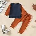 thumbnail image 6 of Xudanell Baby Golf Outfit Football Crewneck Shirts Color Blocking Sets Toddler Boy Winter Clothes Flare Pants Outfit Athletic Brown 12-18 Months, 6 of 7