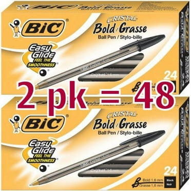 Value Pack of 48 - BIC Cristal Bold (1.6mm) Ball Pen, Black, 48ct (MSBP241-BK)