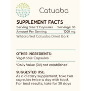 HerbEra Catuaba Capsules, Herbal Dietary Supplement for Libido Support, Catuaba (Trichilia catigua, Erythroxylum vacciniifolium) Dried Bark Capsules, Natural, 60 Capsules