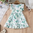 thumbnail image 6 of XFHLMJFF Girls Dress Children Summer Toddler Sleeveless O-Neck Floral Full Length Casual Green Leaf Belt Frocks Cute Sundress, 6 of 6