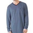 thumbnail image 4 of hajo Camisón para hombre, largo - Algodón premium, estampado integral, cuello en V Azul L (Large), 4 of 4