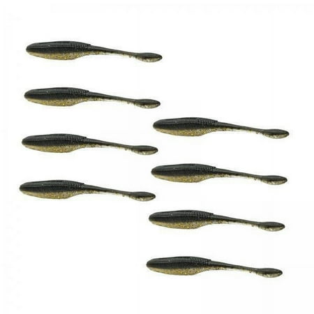 colaxi 2x8 Pieces Wiggle Worm Soft Fishing Tackle Fishing Lures for Bass Salmon Trout Black Gold